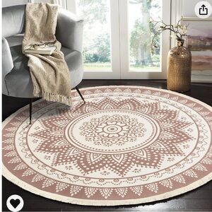LEEVAN Round Area Rug Boho Mandala Circle Rug 4ft Hand Woven Tassels